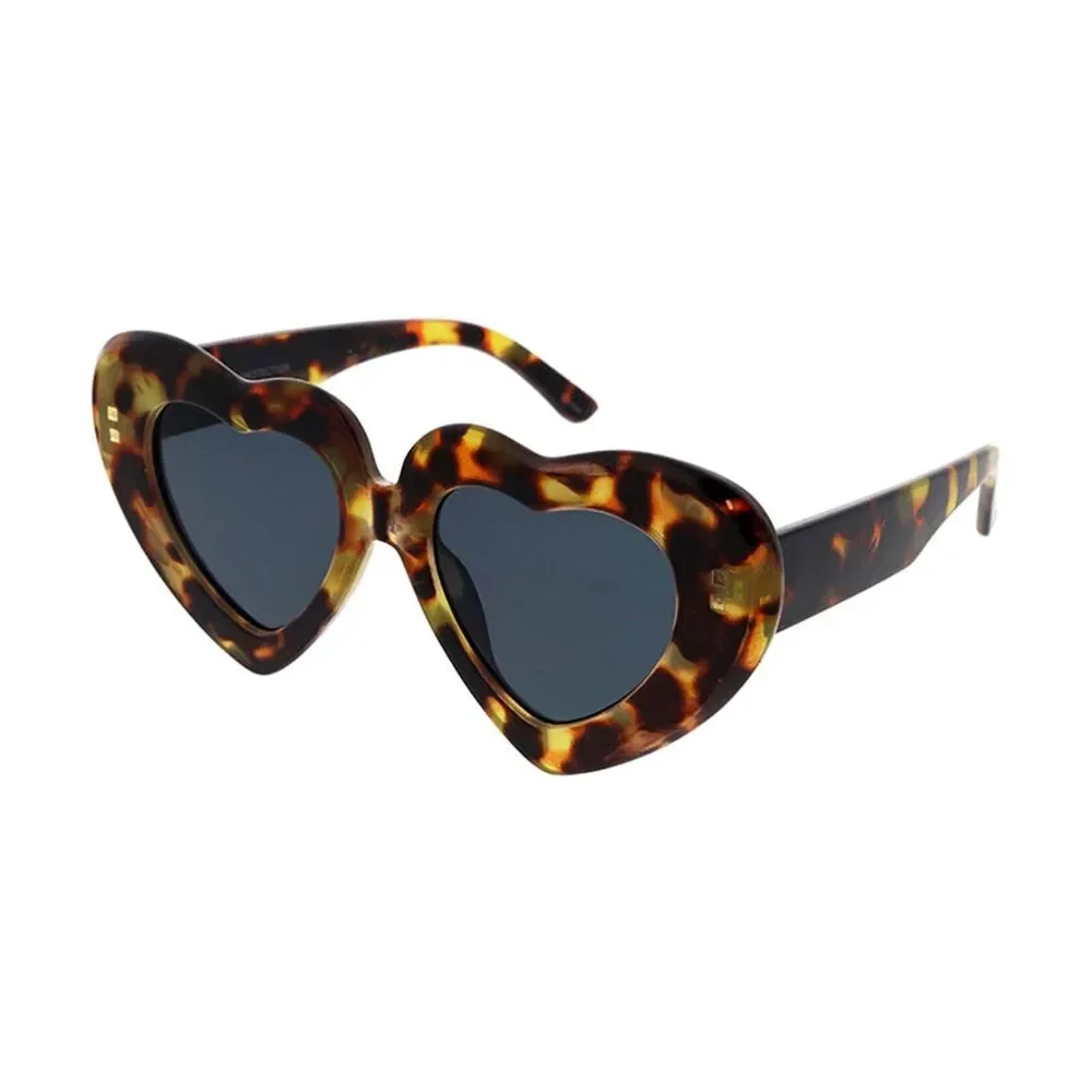 Romantic Flair Women's Statement Sunglasses Tortoise Large Thick Heart Design